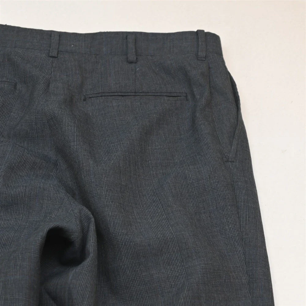 Vtg USA Made 44R 34x30 Blue Glenn Check Wool Bootcut Mens Jacket Pants Suit